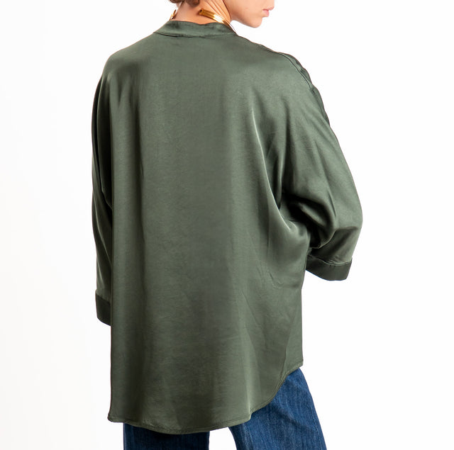 Motel-Camicia in satin collo coreana - militare