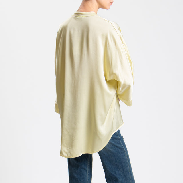 Motel-Camicia satin bottoni dorati - giallo