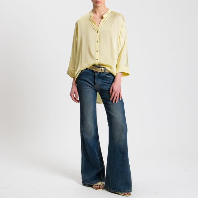 Motel-Camicia satin bottoni dorati - giallo