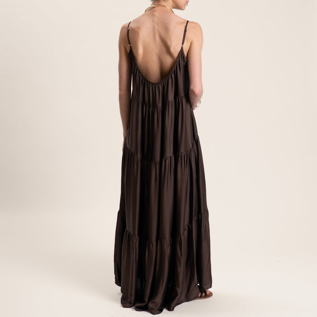 Motel-Abito in satin bretelle regolabili con balze - caffe'