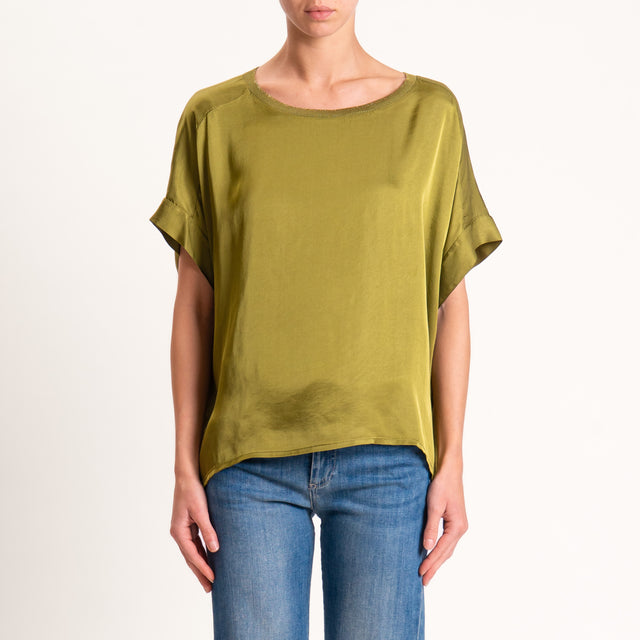 Blusa Motel-Satin con cuello de lúrex - color petróleo