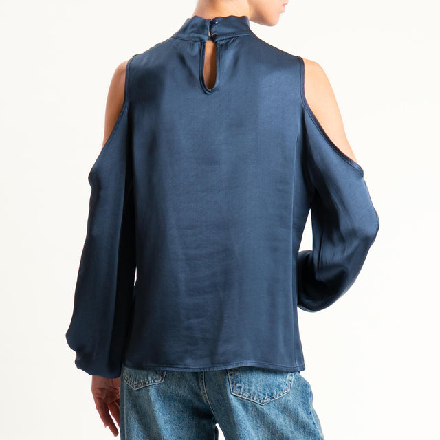 Motel-Blusa satin cut out - Blu