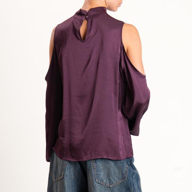 Motel-Blusa satin cut out - burgundy