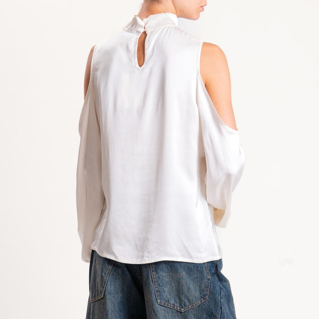 Motel-Blusa satin cut out - burro