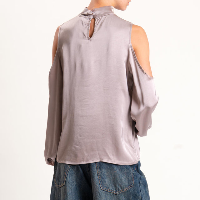 Motel-Blusa satin cut out - taupe