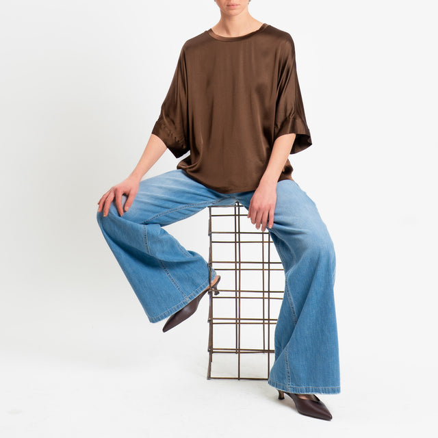 Motel-Blusa in satin manica scesa - caffe'