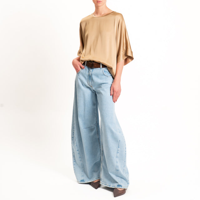 Motel-Blusa in satin manica scesa - desert