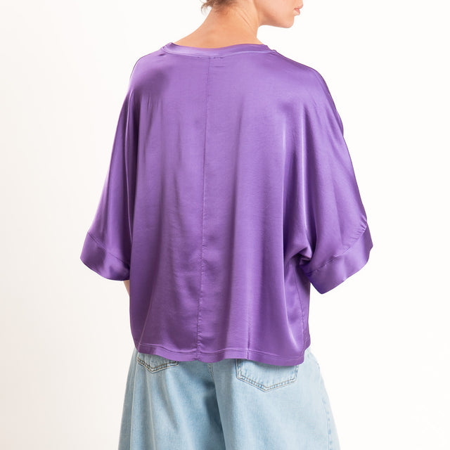 Motel-Blusa in satin manica scesa - glicine