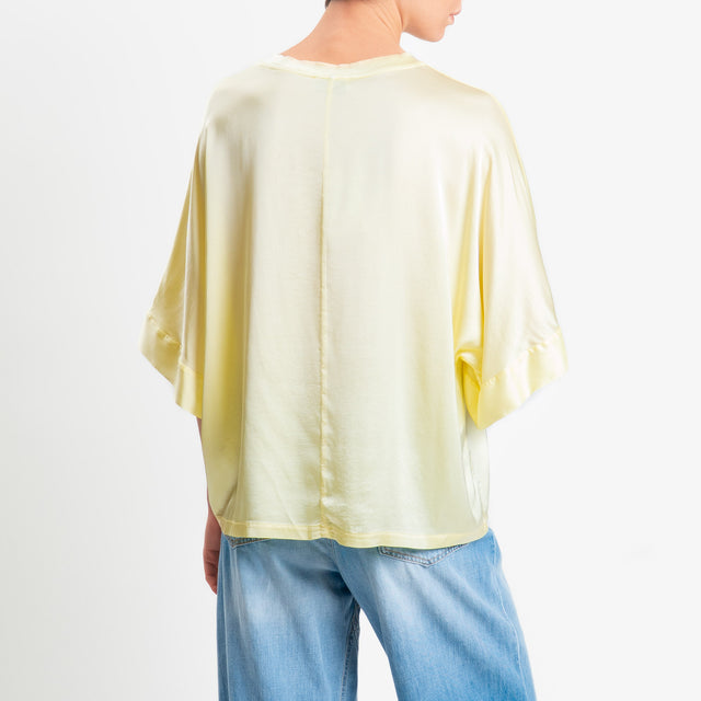 Motel-Blusa in satin manica scesa - mimosa