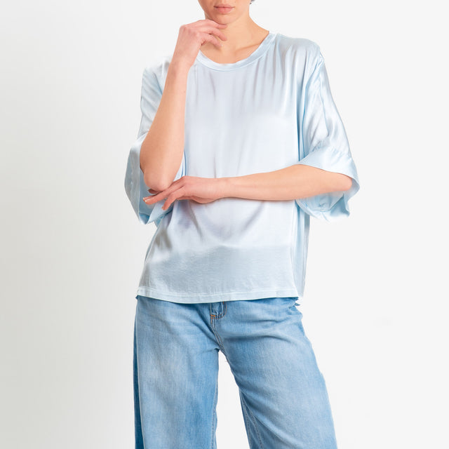 Motel-Blusa in satin manica scesa - nuvola