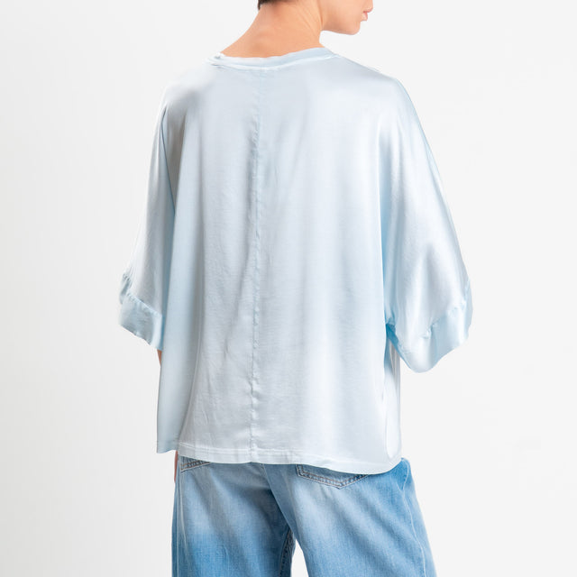 Motel-Blusa in satin manica scesa - nuvola