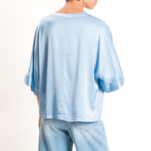 Motel-Blusa in satin manica scesa - polvere
