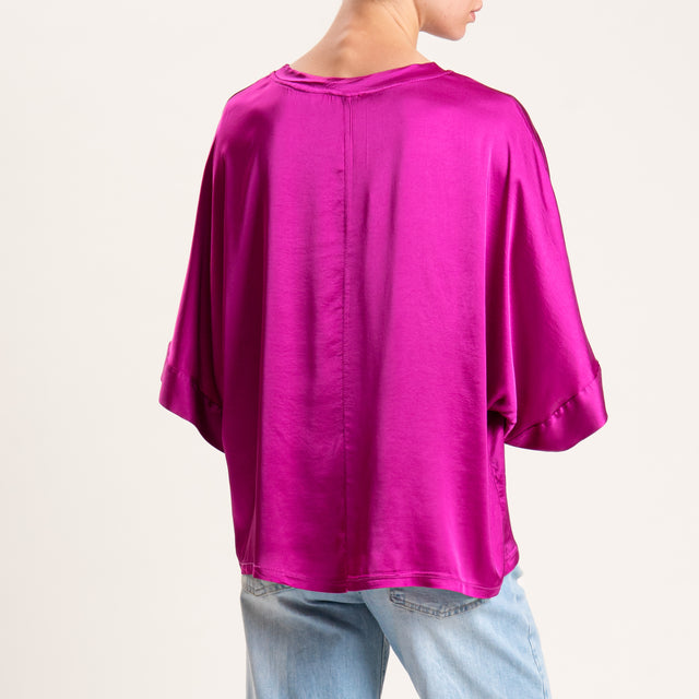 Blusa Motel de satén con mangas caídas - Color baya