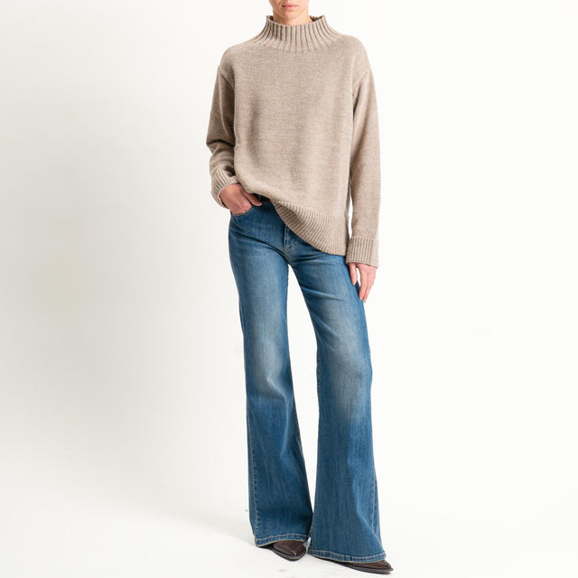 Motel-Maglia collo montato misto alpaca - mastice