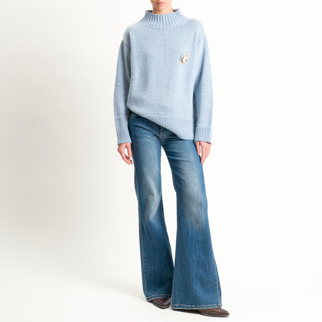 Motel-Maglia collo montato misto alpaca con spilla - polvere