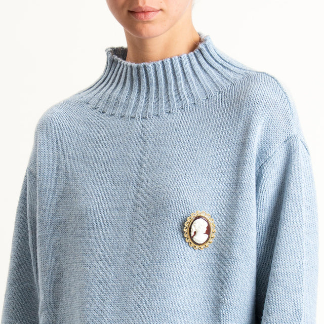 Motel-Maglia collo montato misto alpaca con spilla - polvere