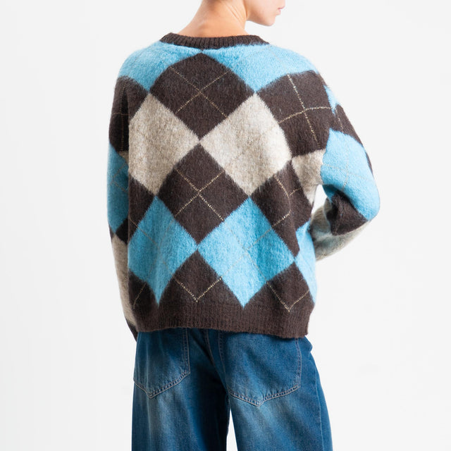 Motel-Maglia mohair rombi - moro/celeste/naturale