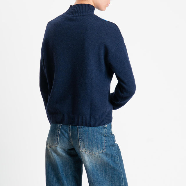 Motel-Maglia rombi argyle misto cashmere - blu/royal/tortora