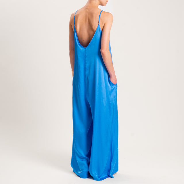 Motel-Tuta in satin bretelle regolabili - azzurro