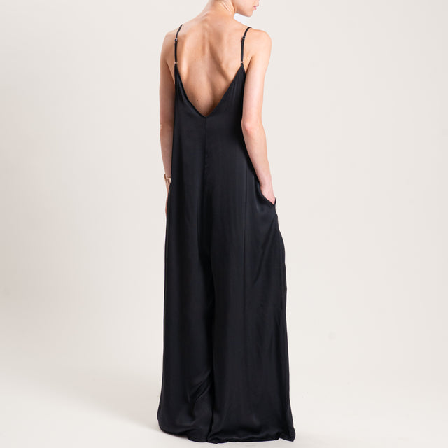 Motel-Tuta in satin bretelle regolabili - nero