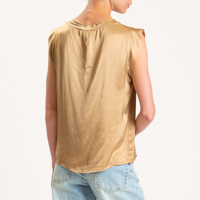 Motel-Blusa smanicata in satin - desert