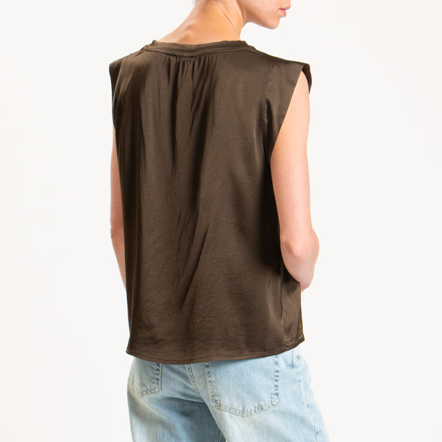 Motel-Blusa smanicata in satin - brunette