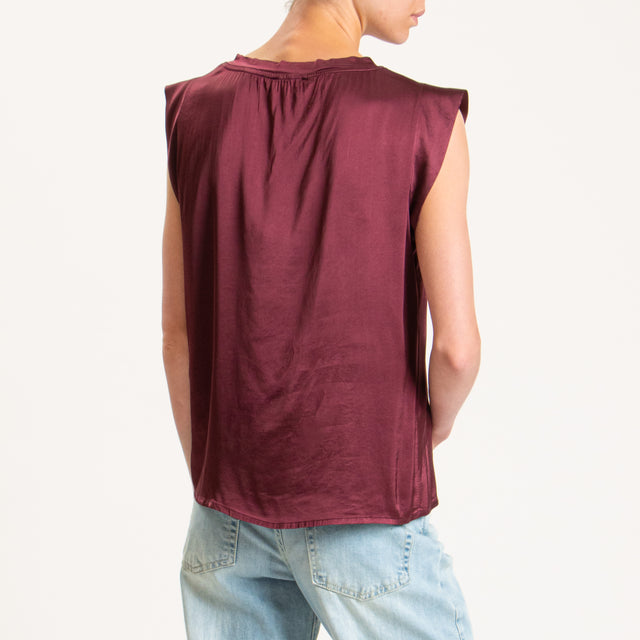 Motel-Blusa smanicata in satin - vino