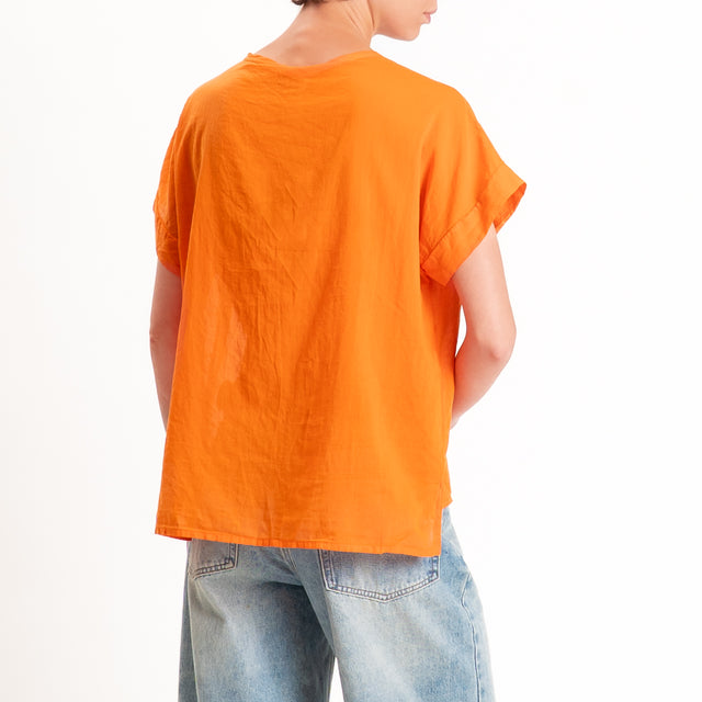Motel-Camicia mussola smanicata - arancio