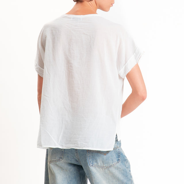 Motel-Camicia mussola smanicata - latte