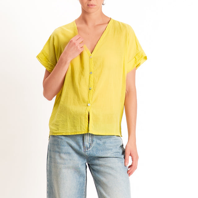 Motel-Camicia mussola smanicata - lime