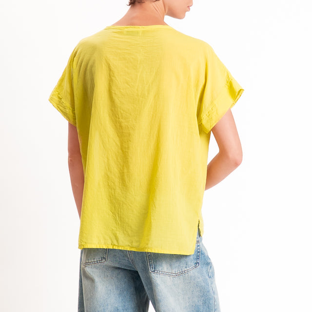 Motel-Camicia mussola smanicata - lime