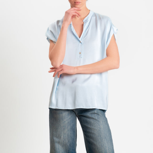 Motel-Blusa chester smanicata in satin - nuvola