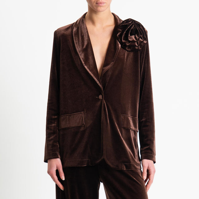 Motel-Completo velluto ciniglia giacca e pantalone - moro