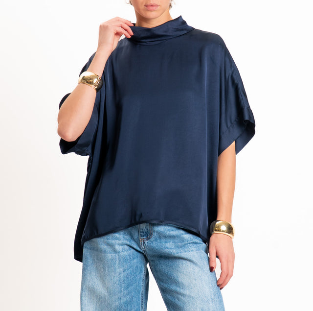 Motel - Oversized satin blouse - blue