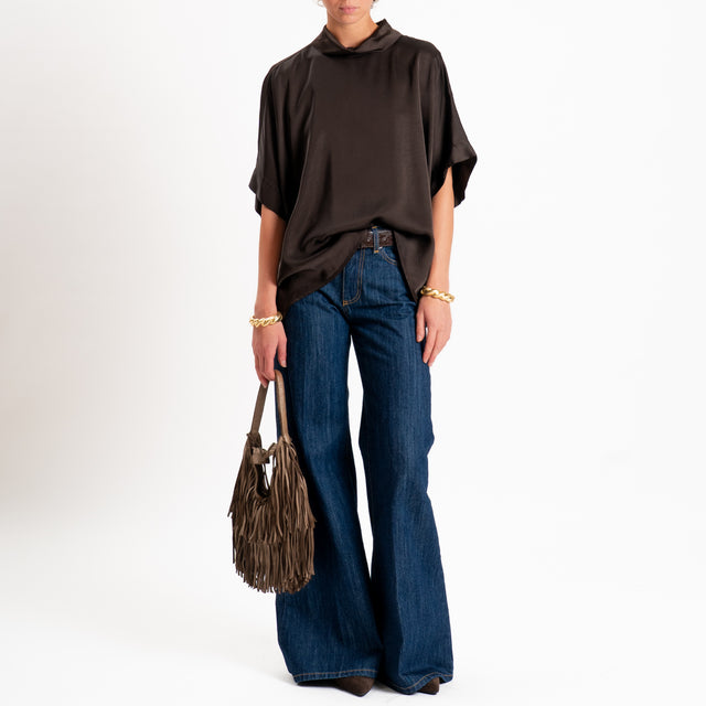Motel-Blusa in satin oversize - moka