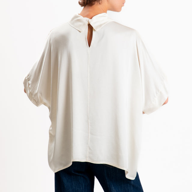 Motel-Blusa in satin oversize - burro