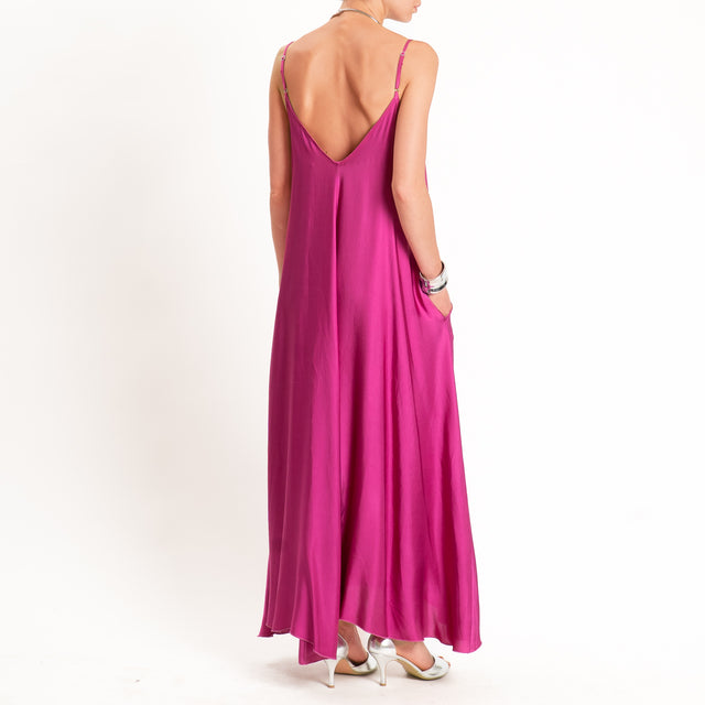 Motel-Abito in satin tasche laterali - berry