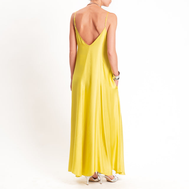 Motel-Abito in satin tasche laterali - lime