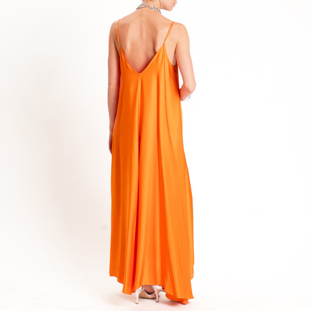Motel-Abito in satin tasche laterali - arancio