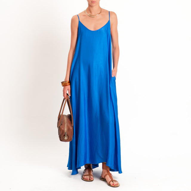 Motel-Abito in satin tasche laterali - royal