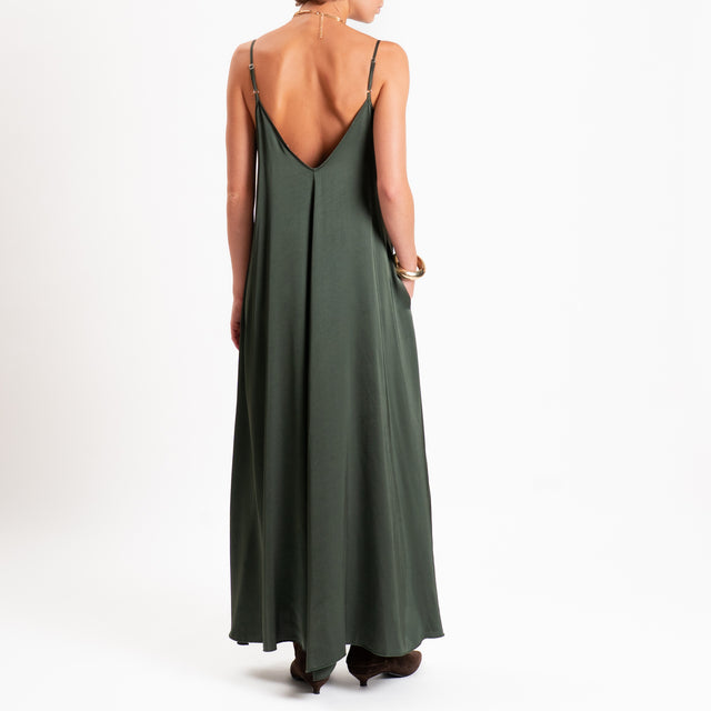 Motel-Abito in satin bretelle regolabili con tasch - militare