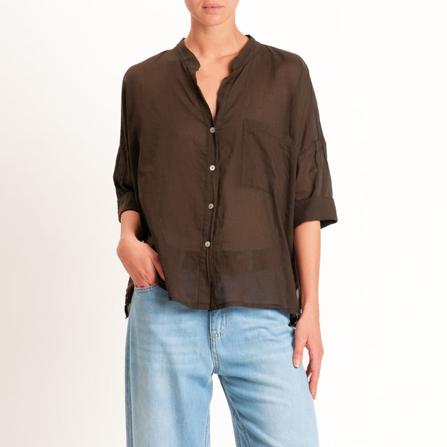 Motel-Camicia mussola collo coreana con taschino - caffe'