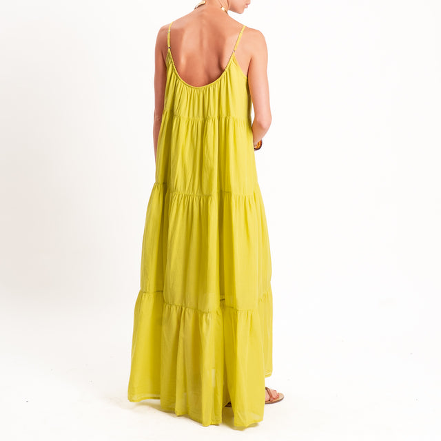Motel-Abito mussola con balze - lime