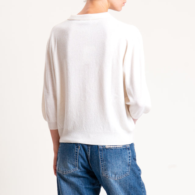 Motel-Maglia 100 % lana collo polo - burro