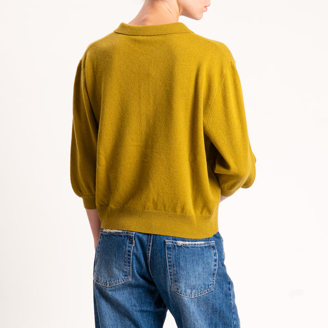 Motel-Maglia 100 % lana collo polo - olio