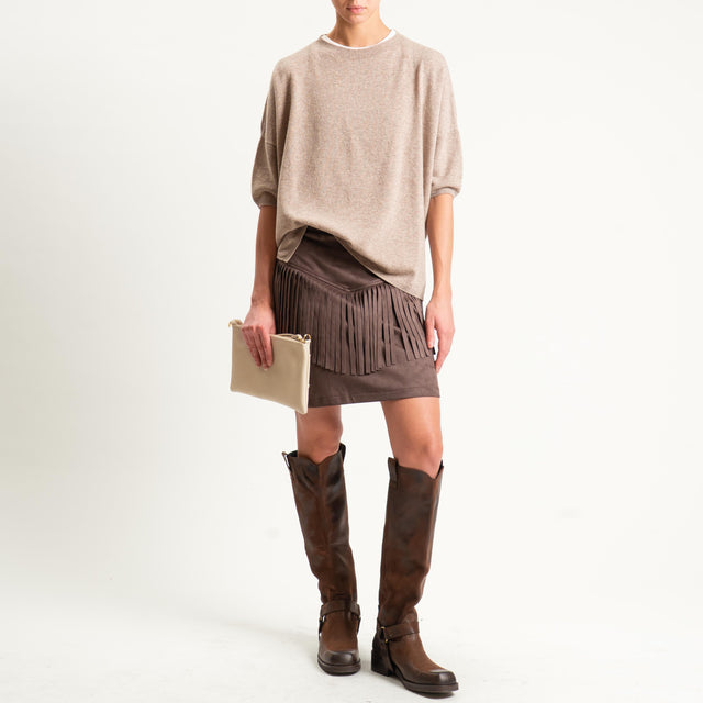 Motel-Maglia 100% LANA spacchi laterali - beige melange