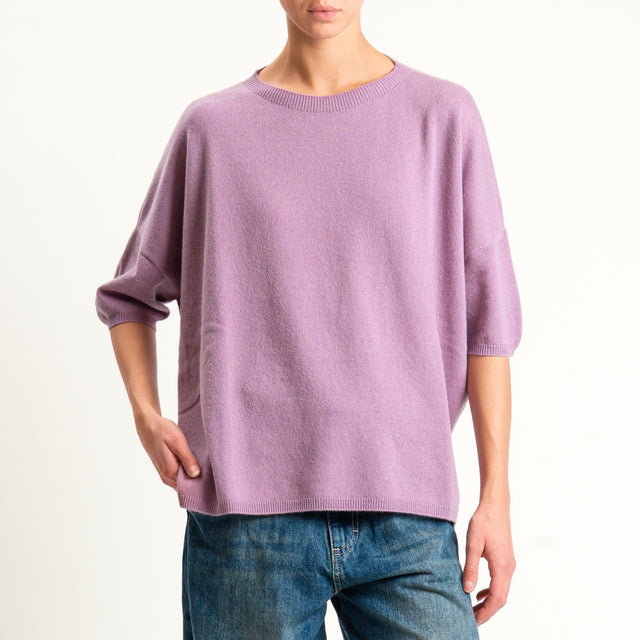 Motel-Maglia 100% LANA spacchi laterali - malva