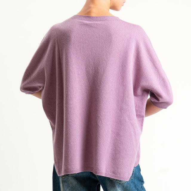 Motel-Maglia 100% LANA spacchi laterali - malva