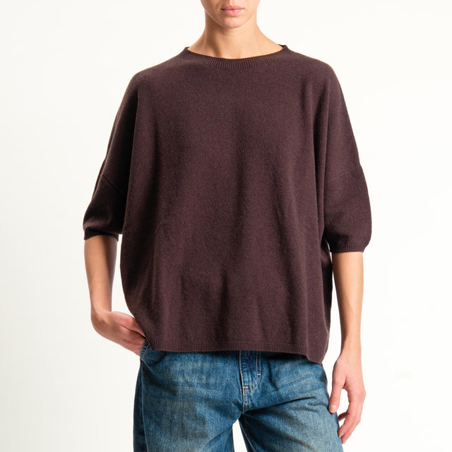 Motel-Maglia 100% LANA spacchi laterali - moro