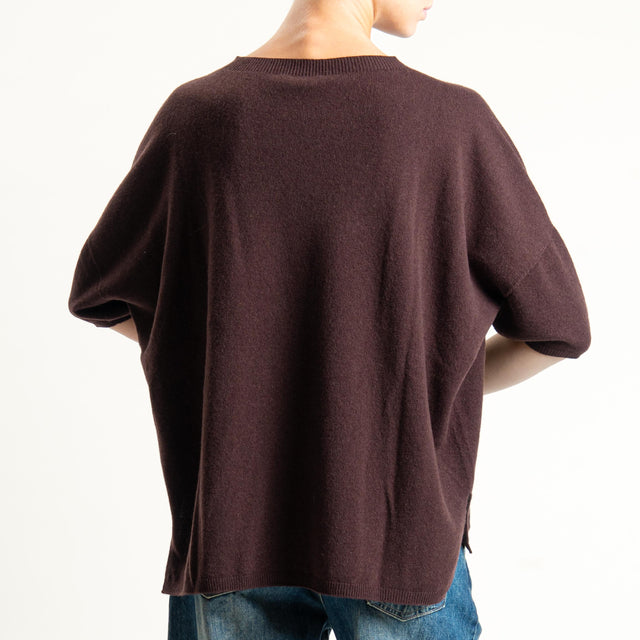 Motel-Maglia 100% LANA spacchi laterali - moro